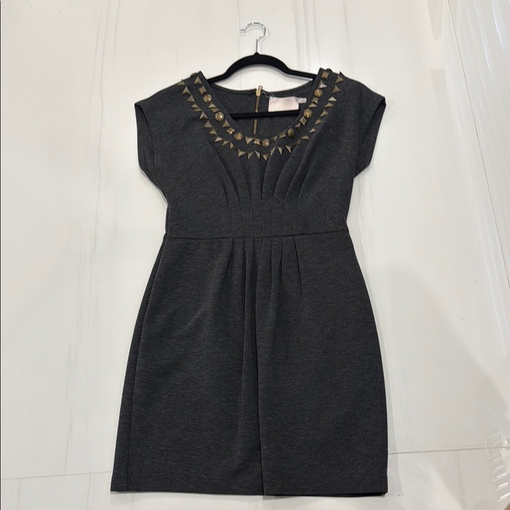 Lush Black Mini Dress with Gold Accents